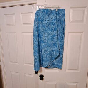 Blue and White Wrap Skirt